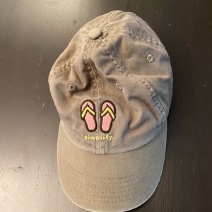 Women's Brown Life is Good Baseball Hat Cap Pink Flip Flops Simplify